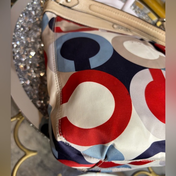 Coach 2013 Ashley Op Art Satin Multi Print Hobo Bag EUC - Picture 11 of 14